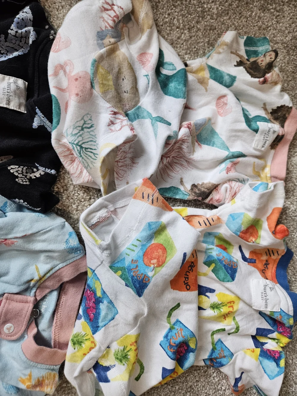 Burts Bees Baby Short Sleeve Romper Pajamas Bundle Of 4 - Assorted Size 6-9 M